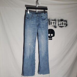 Aeropostale High Rise Wide Leg Distressed Blue Jeans Size 4R